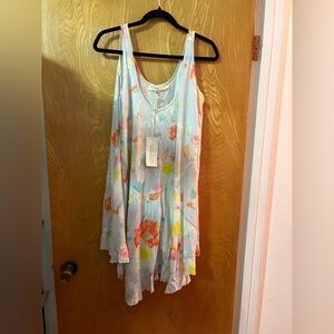 LA Relaxed Elegant Floral Sleeveless Chemise gown with ruffle bottom M